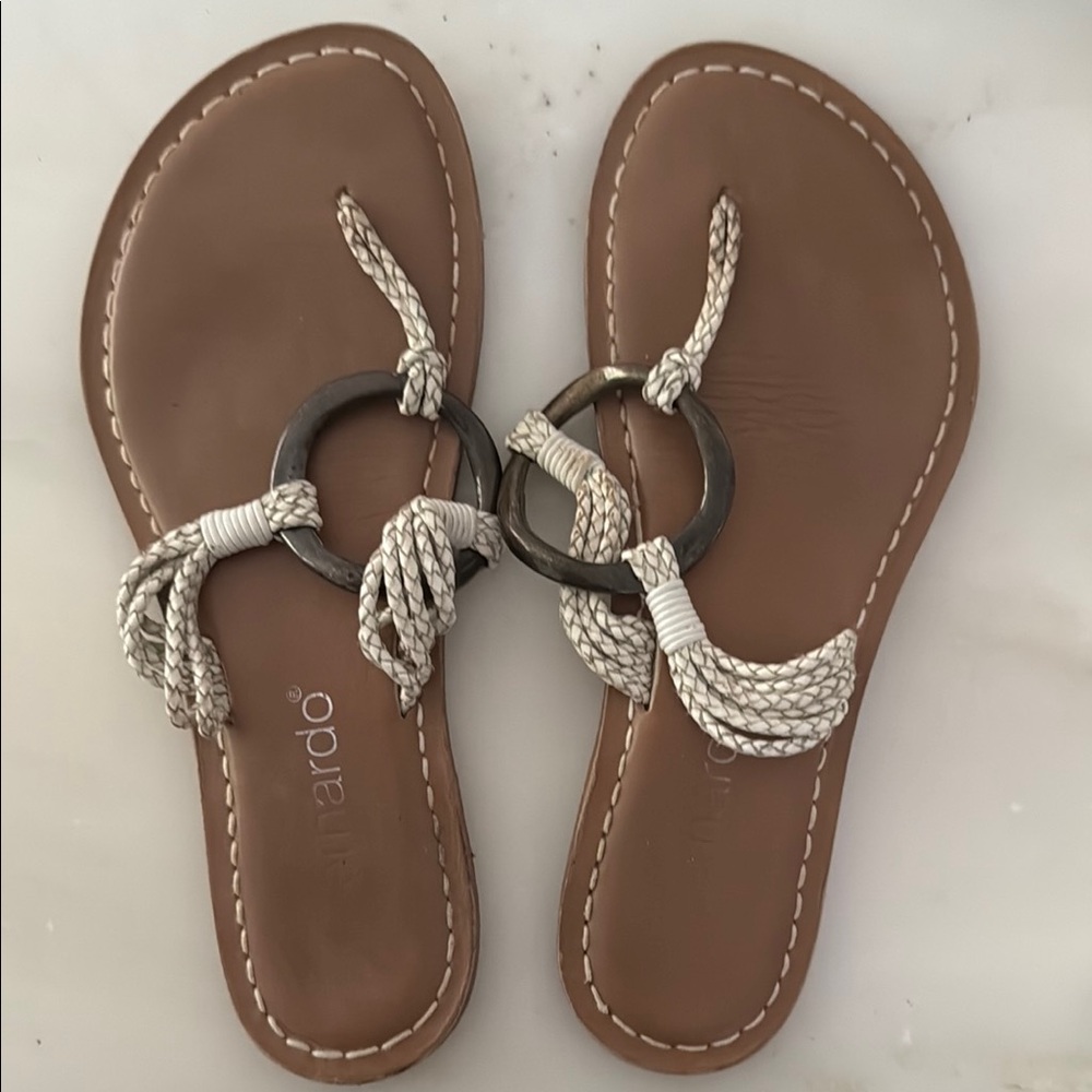 Brown and White Sandals with Braided Straps, very nautical
